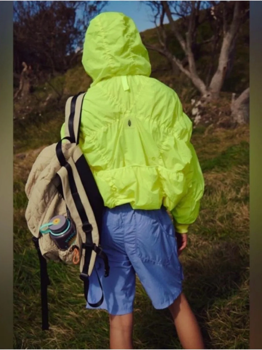 Free People Neon Yellow Hooded Utility Jacket